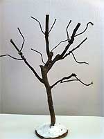 Photo of twiggy branch and wire, the first stage of making a model tree