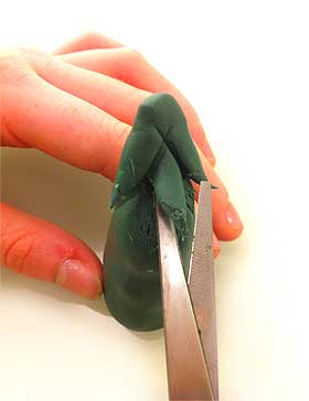 Picture of the Fimo clay being cut