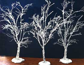 Photo of model silver birch trees