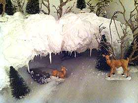Picture of snow cave made with expanding foam