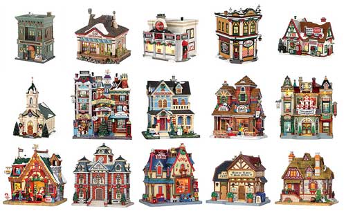 Picture of typical houses produced by Lemax and Department 56