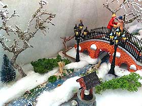 Picture of a Christmas Village ice stream and bridge