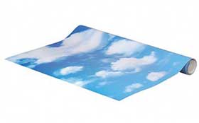 Photo of sky backdrop sold for Christmas Villages