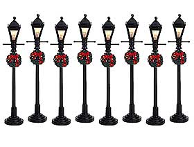 Image of eight Gas Lanterns, sold by Lemax for Christmas Villages
